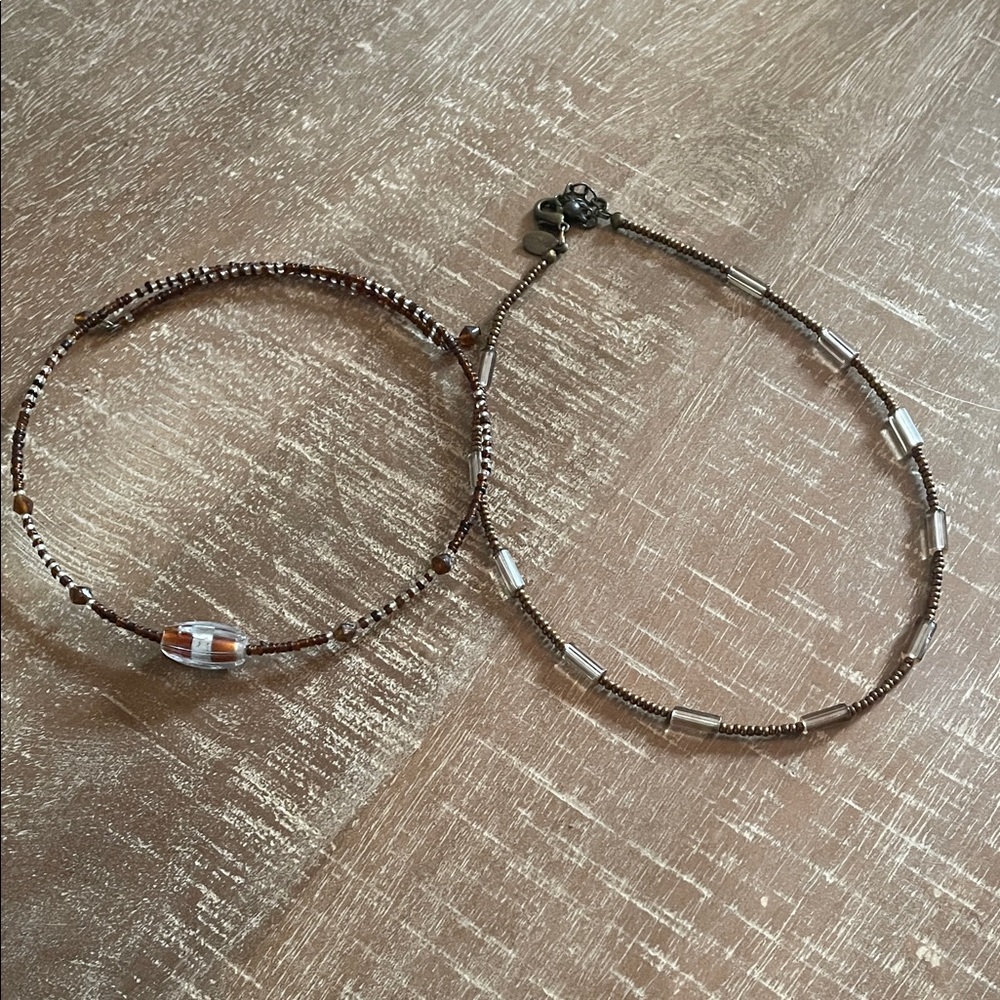Vintage 2000s Y2K Express Brown Beaded Choker Necklace Set